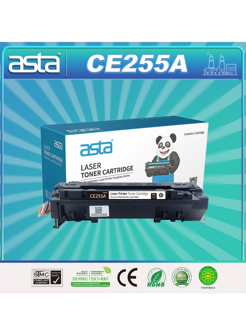 استا خرطوشة حبر ASTA CE255A 55A متوافقة مع طابعة LaserJet P3010 P3015d P3015dn P3015n P3015x P3016 Pro M521 MFP M525c باللون الأسود BK Premium Office Consumable Printing CE E 255 55 A - Image 1